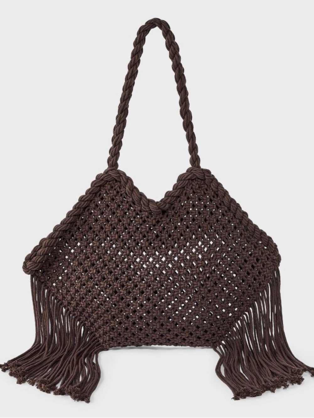 Universal Thread Brown Macramé Fringe Tote NWT